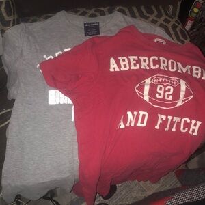 Abercrombie & Fitch Mes Red and Gray Graphic Tees Bundle